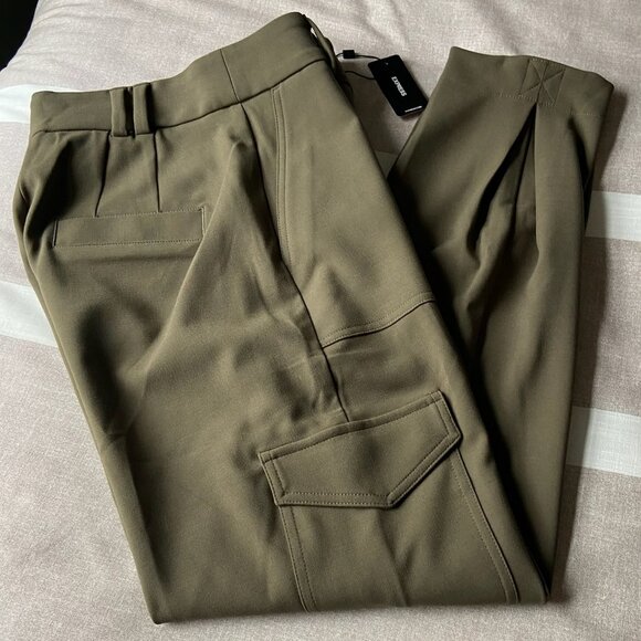 Express Pants - NWT Express Ankle Super High Rise Pants Pleated Women’s Cargo Sz 2R